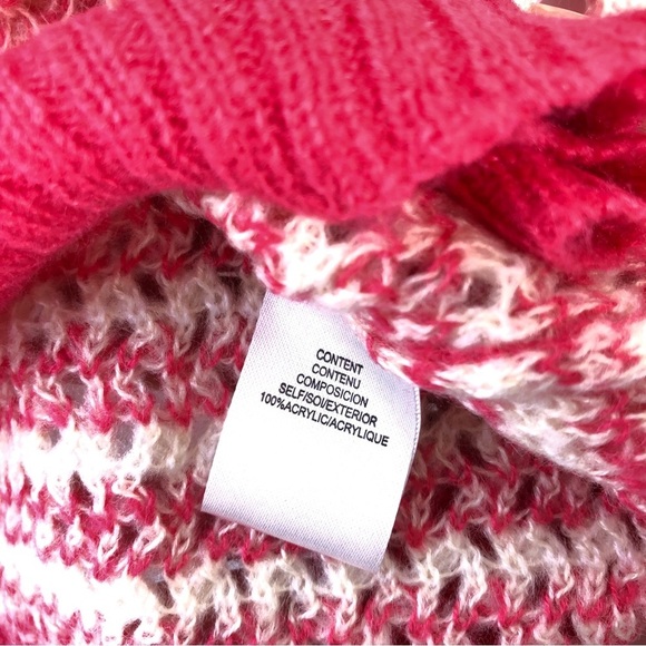 WAYF Pink White Crochet Yarn Knit Crewneck Sweater Top M - Picture 6 of 6